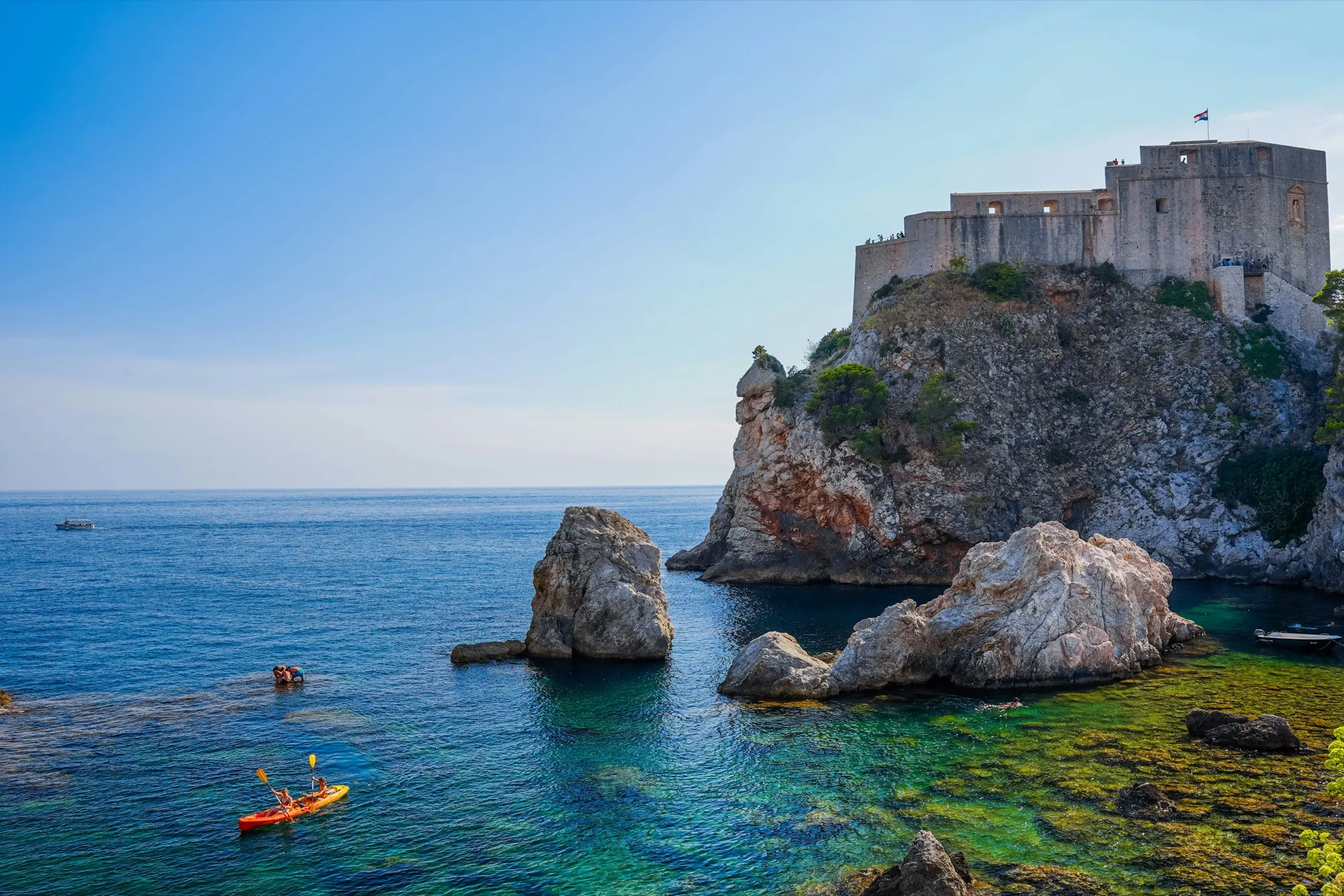 Fort Lovrijenac standing on its rock above the Adriatic outside Dubrovnik's walls